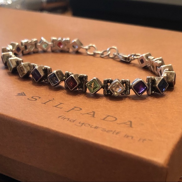 Rare Vintage Silpada Sterling Silver Semi-Precious Stone Tennis Bracelet B0948 - Picture 6 of 12